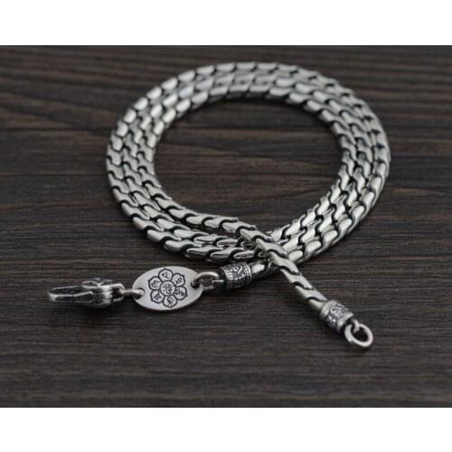 925 Sterling Silver Necklace For Women Sanskrit Language Letter Snake Chain Necklaces Men Fine Jewelry Unisex Luxury Jewellery