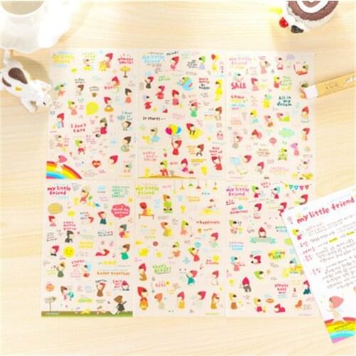 DL Sticker cartoon cute head scarf girls hand account DIY album decoration cartoon mobile phone diary PVC Stationery office