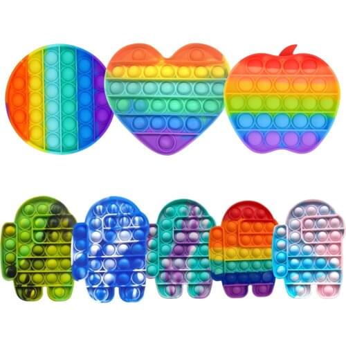 Fidget Toys Rainbow Color Push Bubble Stress Relief Toys Adult Children Sensory Toy Alleviating Special