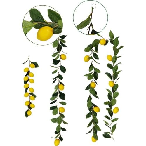 Artificial Lemon Cane Rattan Garland Airtificial 1pcs Decoration Pendant Semi-handmade Hanging Wall Door Green Imitation Plants
