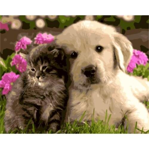 PAINTBOY Framed Pictures Painting By Numbers of Animal Handwork Canvas Oil Painting Home Decor For Living Room