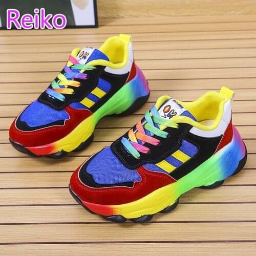 Tennis shoes hip-hop style sneakers 2021 fall color matching casual personality rainbow bottom womens shoes basketball shoes