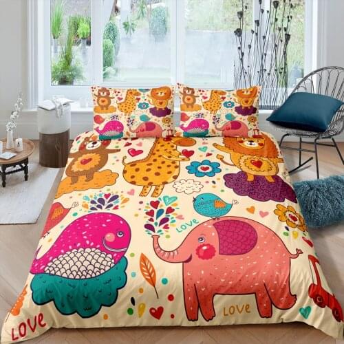 2/3 pcs Bedding Set Cartoon Animals Adult Kids Duvet Cover Dinosaur Comforter Covers Girl Boy Bedclothes For Home 135 Bed Cover