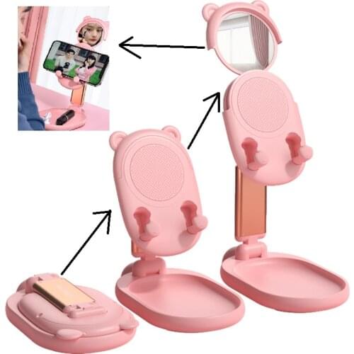 Beauty Mirror Desktop Mobile Phone Bracket Free Retractable Folding Storage Desktop Bracket Valentines Gift Customization