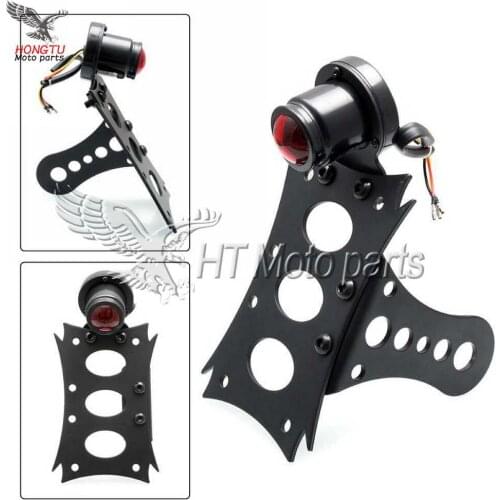 License Plate Bracket Side Mount Number Plate Holder Round Tail Light Lamp For Harley Sportster 883 1200 Custom Chopper Bobber