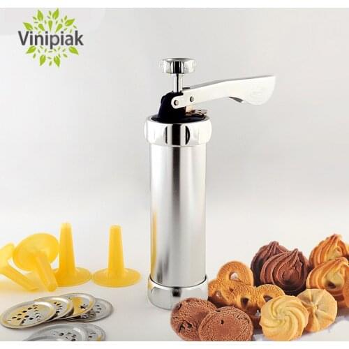 Kitchen DIY Cookie Mold Aluminum Material Cookie Presses Biscuit Gun 20 Decorating Moulds 4 Nozzles Bakeware Pastry Tools