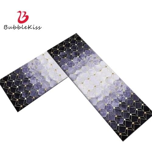 Bubble Kiss Kitchen Carpet Gradient Floor Mat Gold Line Decor Rugs Home Strip Diamond Pattern Rug Light luxury Rug Entry Doormat