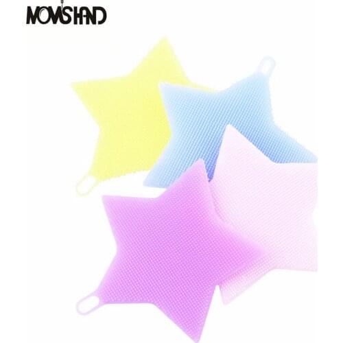 Multi-purpose Pentacle Shape Dish Washing Brush Fruit Vegetable Silicone Cleaning Dishwashing Brush