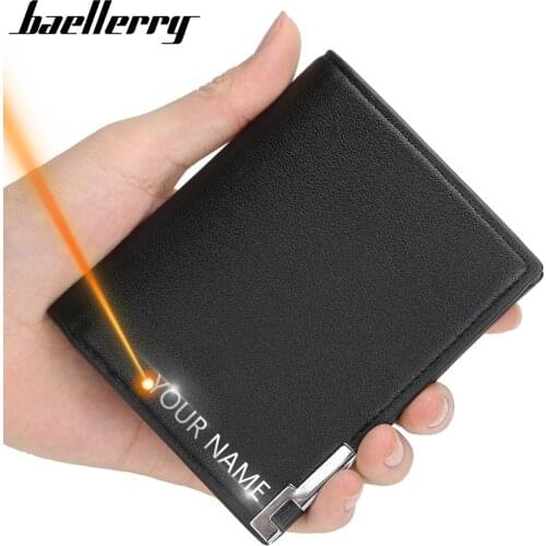 2021 New Men Wallets Free Name Customized Card Holder Short Male Purse Business High Quality PU Leather Simple Wallet For Men