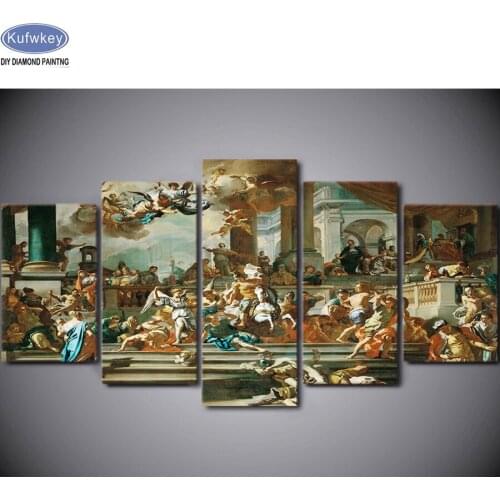 5 pcs set Full Diamond Embroidery Diamond Mosaic Diamond Painting Cross Stitch Kits christian Paintings Still life home decor