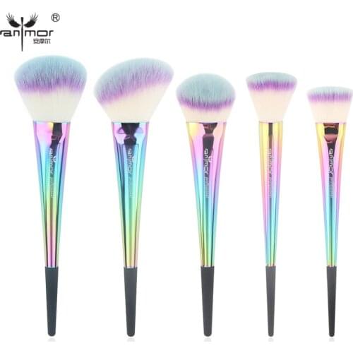 Anmor 5Pcs High-end Makeup Brushes Set Synthetic Copper Handle Professional Foundation Blusher Powder Contour Make Up Brush