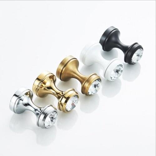 Simple Style Full Brass Wall Mounted Robe Hook With Crystal Towel Hook Coat Hat Door Hanger Bathroom Accessories Hardware