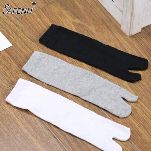 Japanese Men Women Summer Bamboo Fiber Two Finger Socks Black Kimono Flip Flop Sandal Split White Tabi Toe Socks