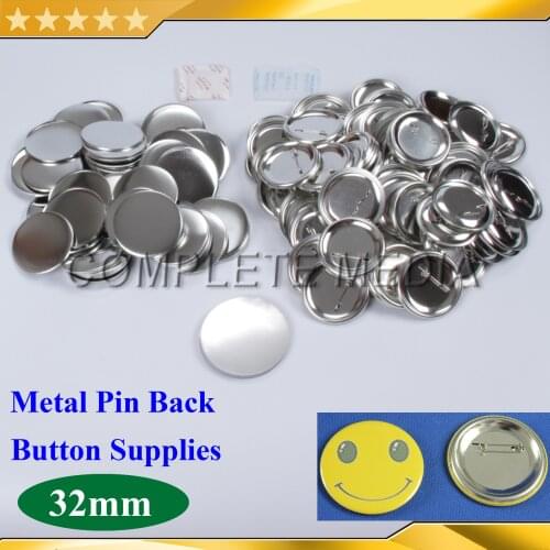New 100 Sets 1-1/4" 32mm Blank Pin Back Metal Pinback Button Supply Materials for Professional All Steel Badge Button Maker