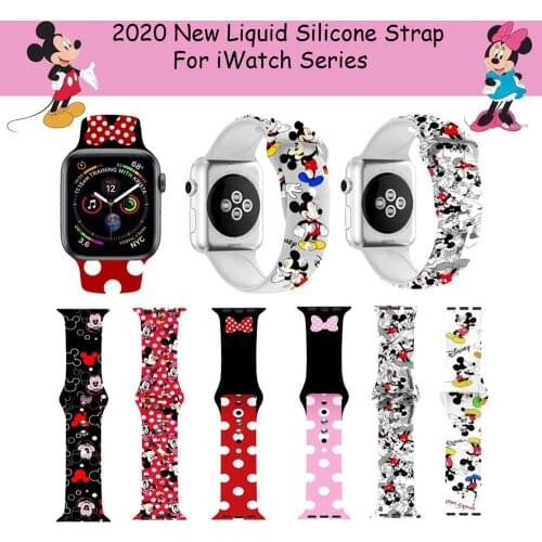 New 2021 Disney Cute Mickey Minnie Watch Band for IWatch 4 5 Silicone Wristband Bracelet Replacement for IWatch 1 2 3