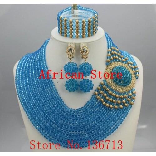 New Design Nigerian Wedding African Beads Jewelry Set Crystal Free Shipping Bride Wedding Jewelry Sets Online R835