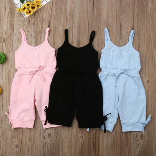 1-6Y Summer Baby Girl Bow Vest Tank Romper Jumpsuit Toddler Kid Girl Suspenders Sleeveless Bow Jumpsuit Outfits Dropshipping