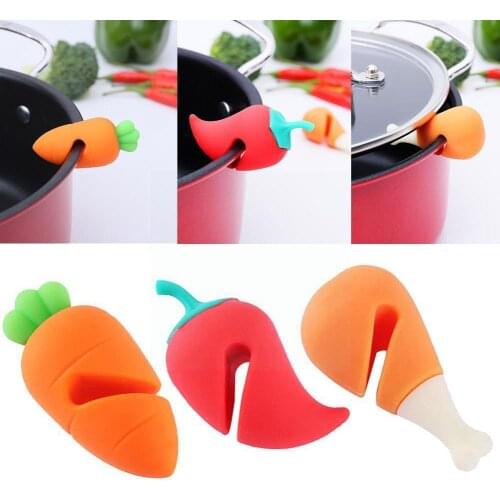 1PC Spill-proof Pot Lid Rack Silicone Heat-resisting Overflow Stoppers Specialty Tools Kitchen Pot Cover Lifter Durable Cre X9E0