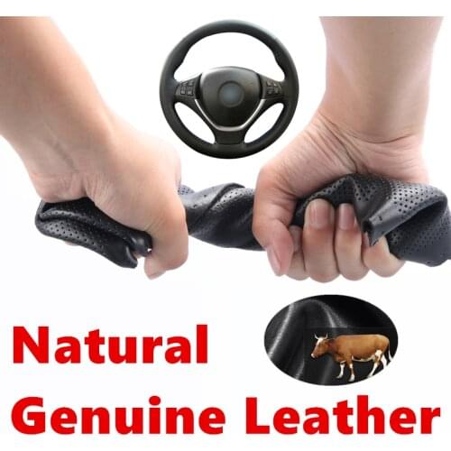Hand stitched Black Genuine Calfskin Leather Steering Wheel Cover for BMW E70 X5 2008-2013 E71 X6 2008-2014