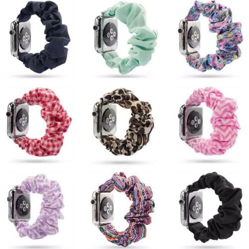 Scrunchie Strap for apple watch band 44mm 40mm 42mm 38mm women belt watchband Elastic bracelet for Applewatch series 5 4 3 SE 6
