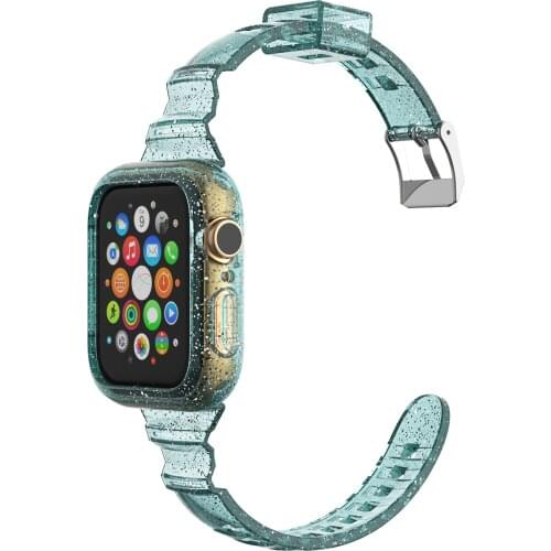 Newest Clear Plastic Strap + Case for Apple Watch Series 6 SE 5 4 3 2 1 Transparent for iwatch Strap 38mm 40mm 42mm 44mm Bands