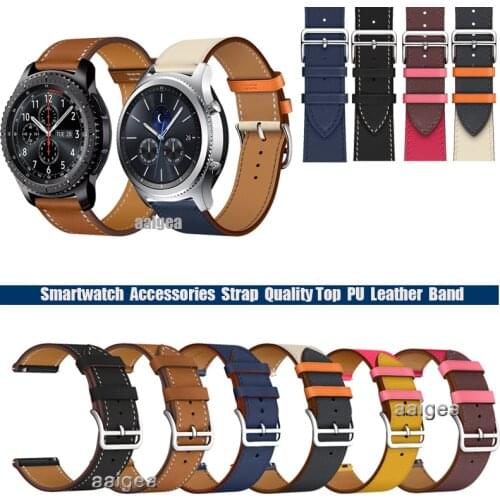 20mm 22mm Leather Watch Band Strap for Samsung Gear S3 Frontier S3 Classic for Galaxy Watch3 45mm Replacement Wrist band