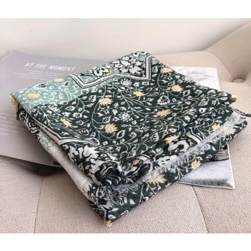 Scarf women cotton luxury brand autumn winter warm flowers yellow four seasons shawls and wraps warm scarves for lady