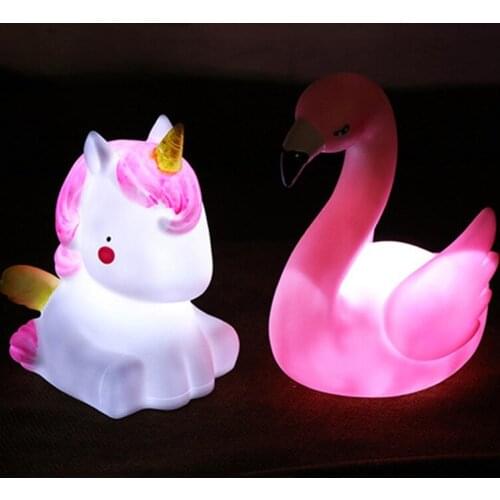 Cute LED Night Light 7 Style Vinyl Cartoon Night Lamp Kids Baby Bedroom Desktop Decor Ornament Power Supply for three Electrons