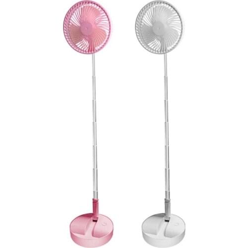 LX9B Stand Fan Folding Portable Telescopic Floor USB Fan with 3600/7200mAh Rechargeable Battery 4 Speeds Super Quiet