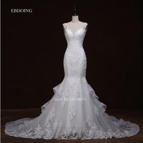 Vestidos De Novia Wedding Dress Ivory Mermaid V-neck Neckline Robe De Mariage Wedding Gowns With Lace Appliques Beaded