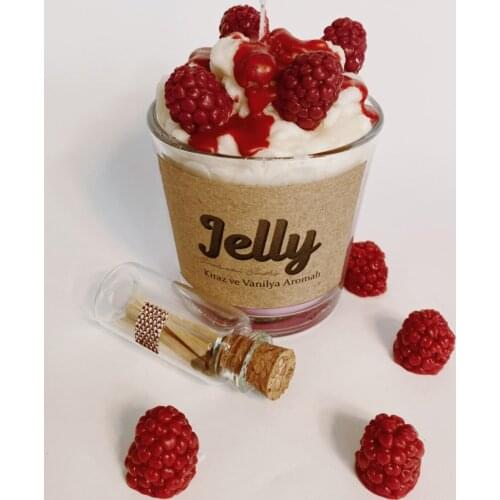 Handmade Vanilla and Cherry Flavors Candle 400gr Excellent Scent Made in Turkey