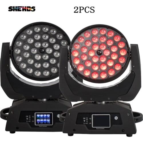 SHEHDS 2PCS LED 36x12W/36x18W RGBWA+UV Zoom Moving Head 6in1 Led Wash DMX512 DJ Disco Stage Lighting Good For Party NightClub