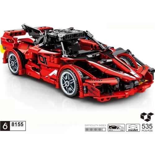 Technical Speed champion racing building block Italia horse LOGO Ferra FXX K pull back vehicle super sport car toys collection