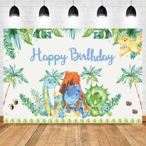 Jurassic Park Theme Cartoon Baby Dinosaur Wild Animal Jungle Birthday Party Customized Photo Backdrop Photography Background