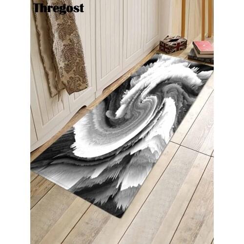 Thregost Rugs for Bathroom Printed Flannel Microfiber Shower Carpet Memory Foam Kitchen Mat Anti-slip Water Absorption Rug