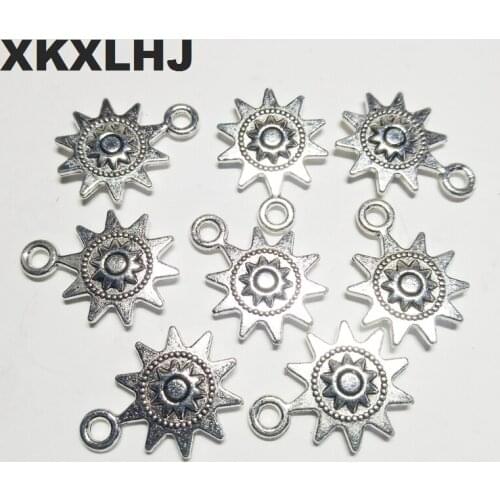 XKXLHJ 15pcs Charms Sun flower 17*12mm Tibetan Silver Plated Pendants Antique Jewelry Making DIY Handmade Craft