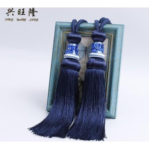 XWL 2Pcs Flower Curtain Tieback Tassel Brush Straps Hanging Bind Ropes Belt Buckle Hook Holder Curtain Accessory Tiebacks Decor