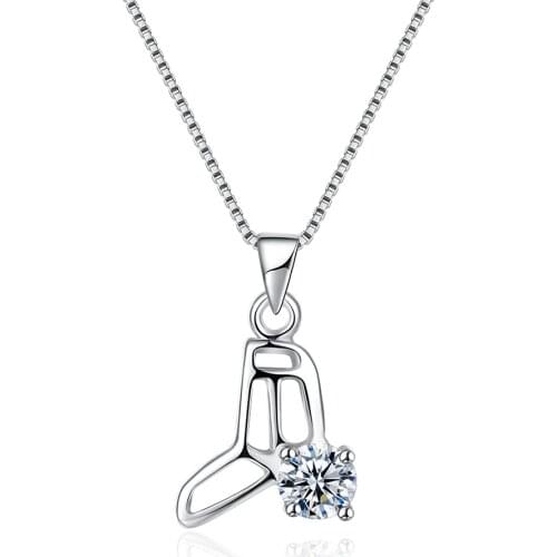 ZEMIOR Necklaces For Women 925 Sterling Silver Simple Round Cubic Zirconia Hollow Sock Shape Charm Pendant Original Jewelry