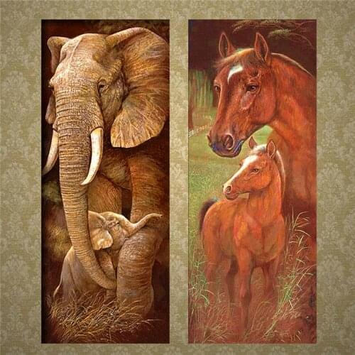 Animal Diamond Embroidery 5D DIY Diamond Painting Christmas Elephant,Tiger and Giraffe Cross Stitch Full Rhinestone Mosaic WG909