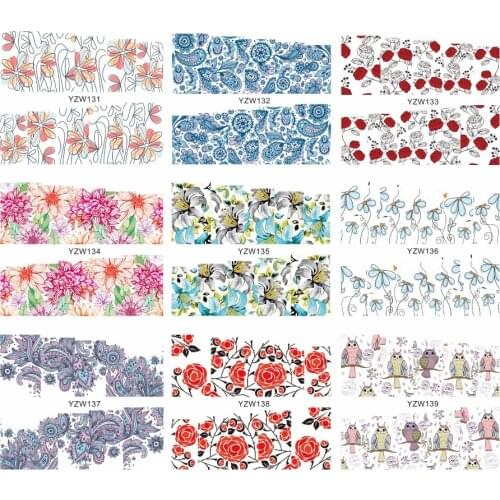 YZWLE 1 Sheet Chic Flower Owl Designs Water Transfer Nail Sticker Flower Decals DIY Art Decoration Fingernail