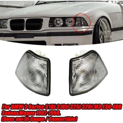 1 Pair Car Turn Signal Light Cover Corner Warning Lamp Shell for BMW 3 Series 318i 325i 328i M3 E36 4 Door 1992-1998