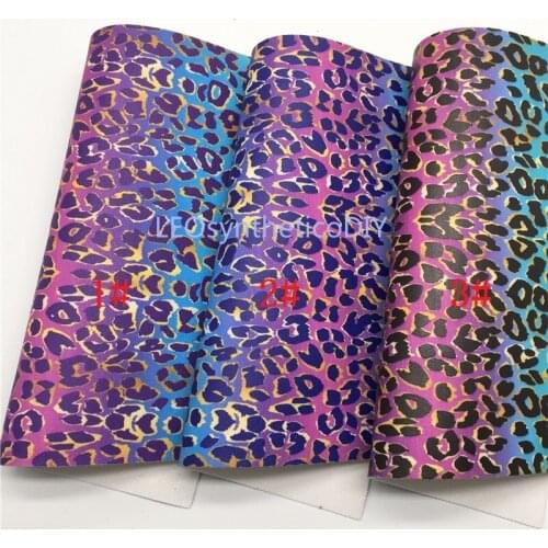 1PC 21X29CM Rainbow Leopard Synthetic Leather Fabric Leather Sheets, PU Leather For Making Bows LEOsyntheticoDIY T536A