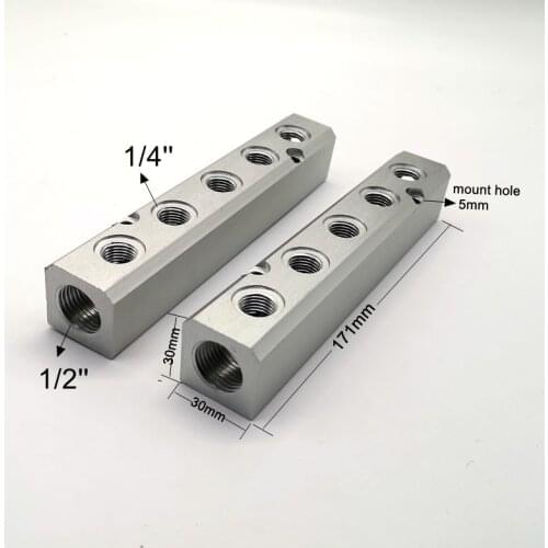 1PCS Aluminum Manifold Block Splitter 5 way Pneumatic Quick Connector