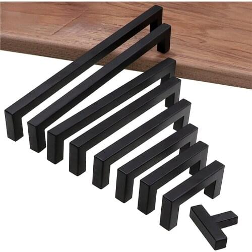 12mm Square Furniture Stainless Steel Kitchen Door Knobs Cupboard Wardrobe Drawer Pulls Modern Black Silver Gold Cabinet Handle