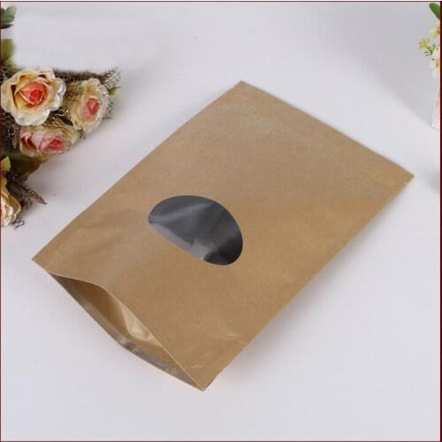 17*24+4cm 30pcs Kraft Paper Ziplock Window Bag For Gift/tea/candy/jewelry/bread Packaging Paper Food Bag Diy Jewelry Display