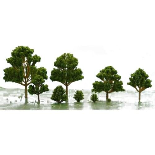 200pcs/lot 1.4-9.5cm Miniature Plastic Green Model Trees For Ho N Z Scale Train Layout Scale Building Design