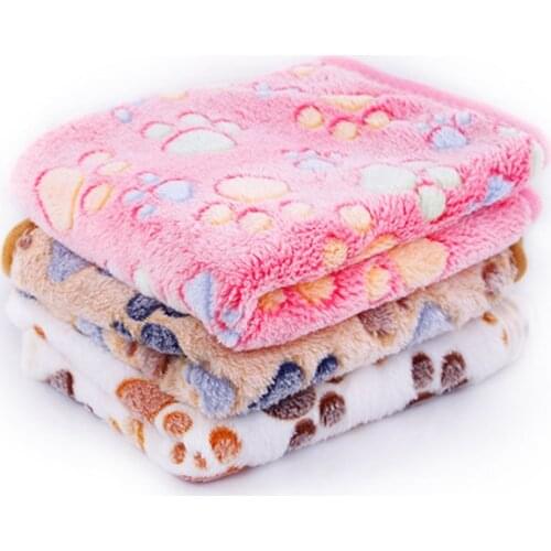 3 Colors 40x60cm 75x50cm Cute Floral Pet Sleep Warm Paw Print towl Dog Cat Puppy Fleece Soft Dog Blanket Pet Dog Beds Mat