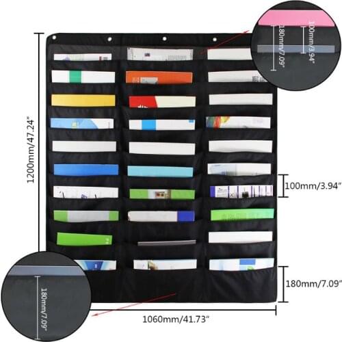 30 Pocket Storage Pocket Chart Hanging Wall File Organize Your Assignments Files 831D