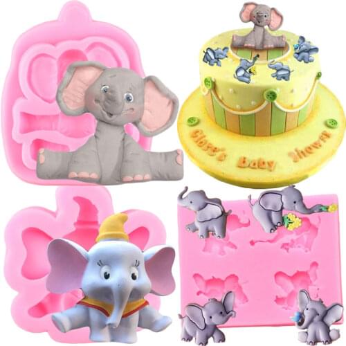 3D Animals Elephant Silicone Molds Baby Birthday Fondant Cake Decorating Tools Cupcake Topper Candy Chocolate Soap Resin Moulds