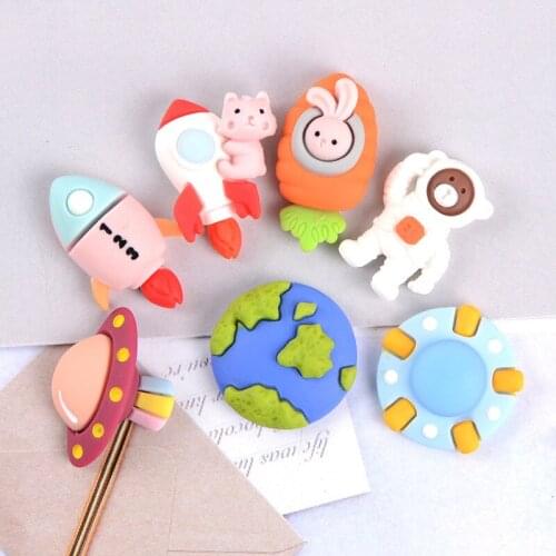 5PCS DIY cartoon rocket astronaut flying saucer space accessories cream mobile phone case diy material DIY resin accessories